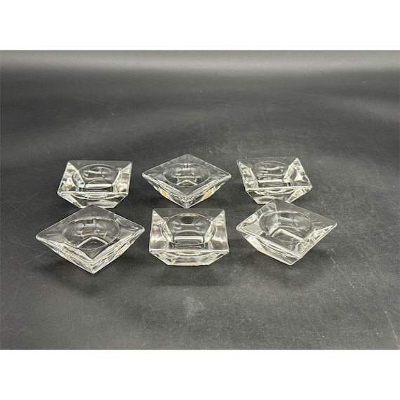 Orrefors Crystal Square Salt Cellar UV Glow