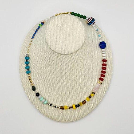 Handmade Beaded Necklace - Mixed Vintage & New Beads