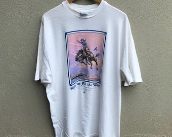 Camiseta vintage de los 90 con foto de WALT LARUE / estampado vaquero / arte vintage / Talla extragrande