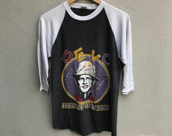 Vintage zeldzame jaren 80 DEVO-band T-shirt / new wave / postpunk / synthpopband / medium