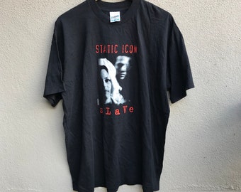 Vintage 90s STATIC ICON  band slave tee / synth pop / electronic music / vintage band / Extra Large