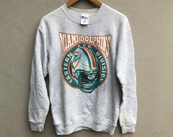 Moletom vintage Miami Dolphins NFL dos anos 90 / gola redonda / esportes americanos