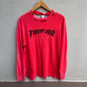 Vintage 90s THRASHER skateboards tee usa / vintage skate / Longsleeves / Large / distressed style
