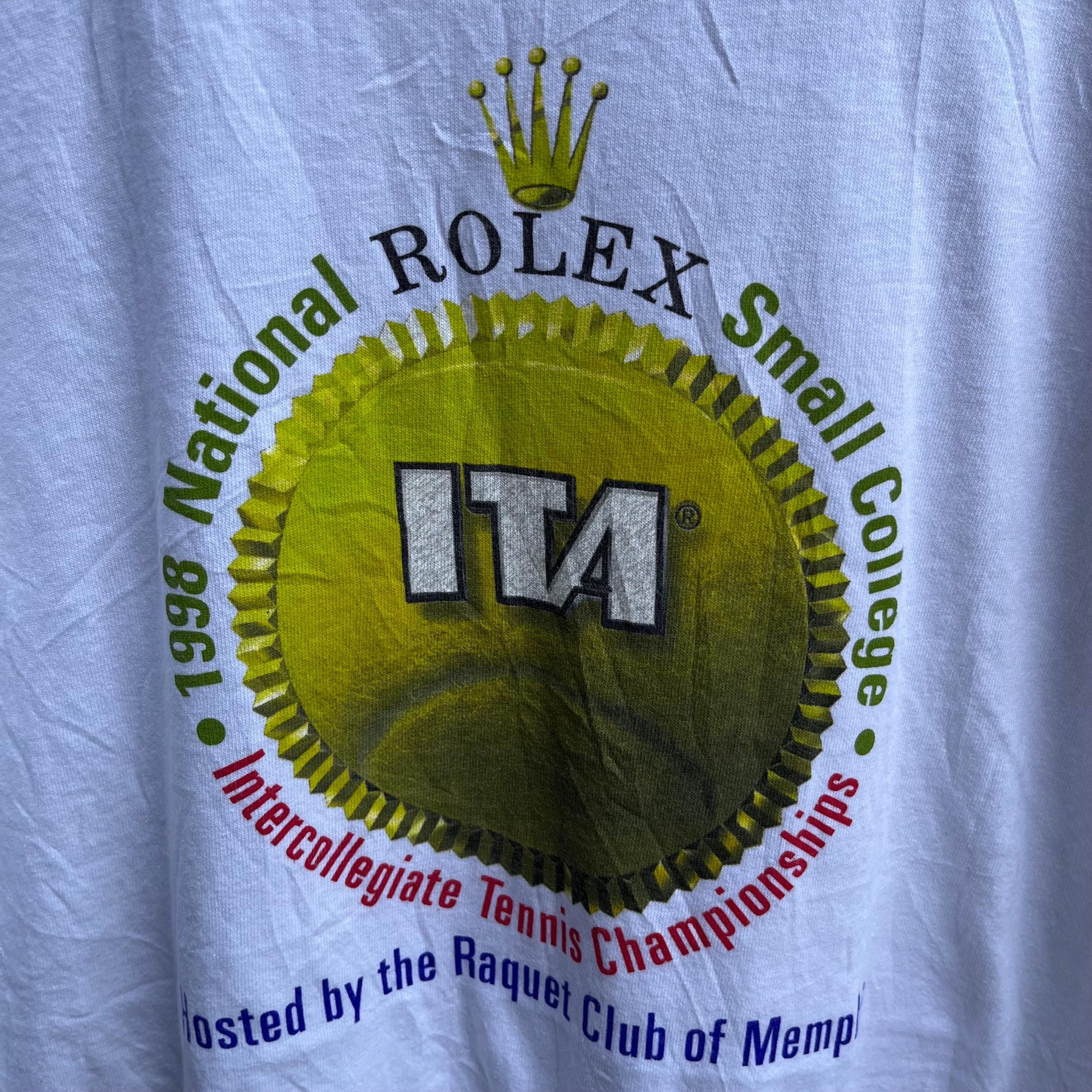 1992 90s vintage USA製 ROLEX テニス 両面プリントT Vintage 90s ROLEX Intercollegiate Tennis Championships Tee Reebok