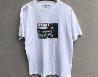 Vintage rare 90s ANDY WARHOL photo tee by nat finkelstein / pop art / Large
