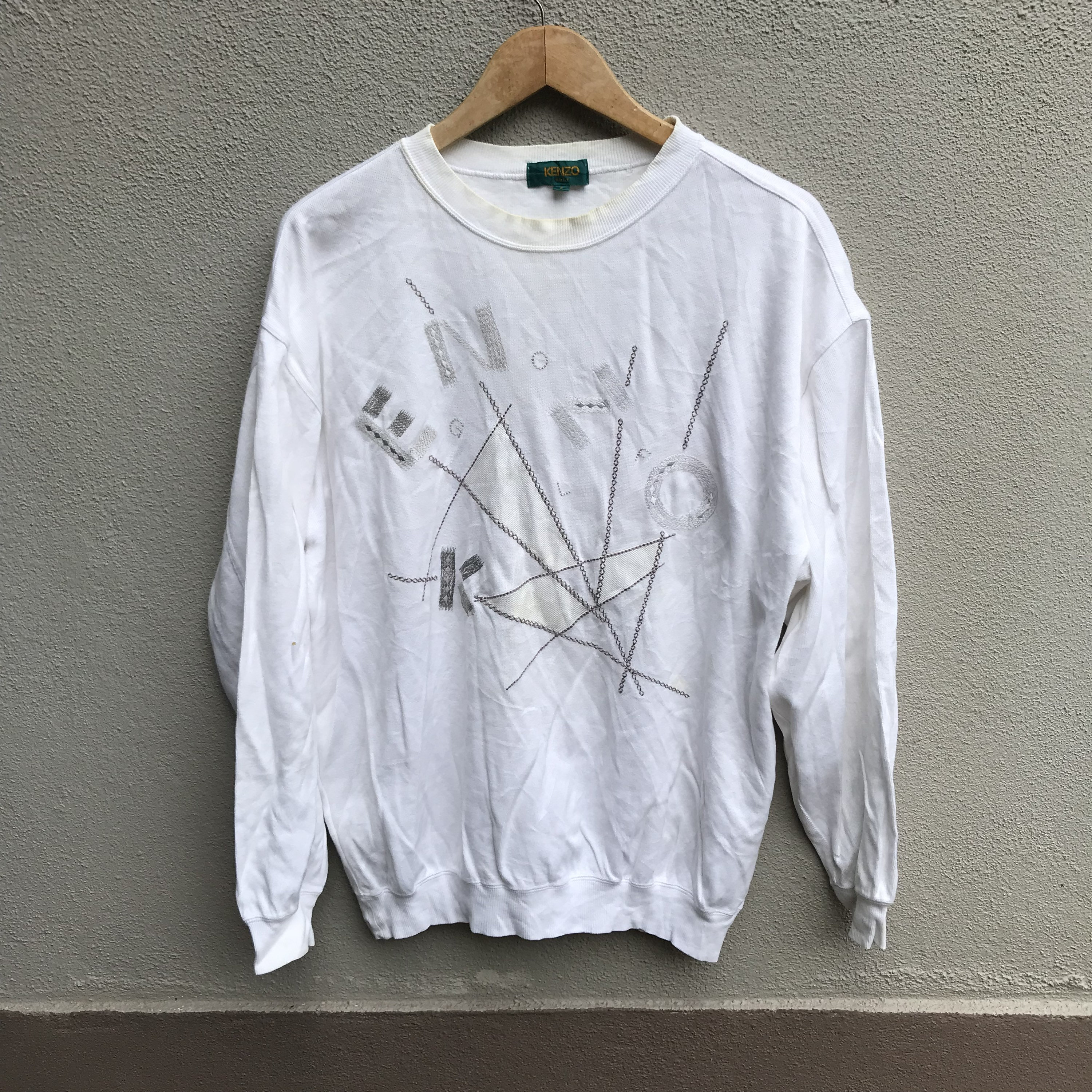 【KENZO】1990s Logo Embroidery Sweat Shirt 90s Kenzo Golf Crewneck Sweatshirt Embroidery Logo Green