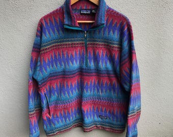 Vintage 90s PATAGONIA aztec fleece navajo native half zipper pullover