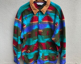 Vintage LITTLE BIG HORN fleece navajo snap button jacket