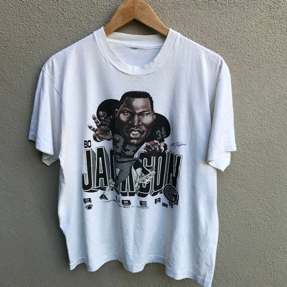90s USA製 SALEM ボー・ジャクソン RAIDERS レイダース 野球 アメフト スウェット トレーナー 白 古着 ヴィンテージ 90s Bo Jackson RAIDERS VINTAGE TEE