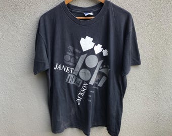 Vintage 90s JANET JACKSON tee rhythm nation tour / solo singer / rnb / dance pop / hip hop / Large