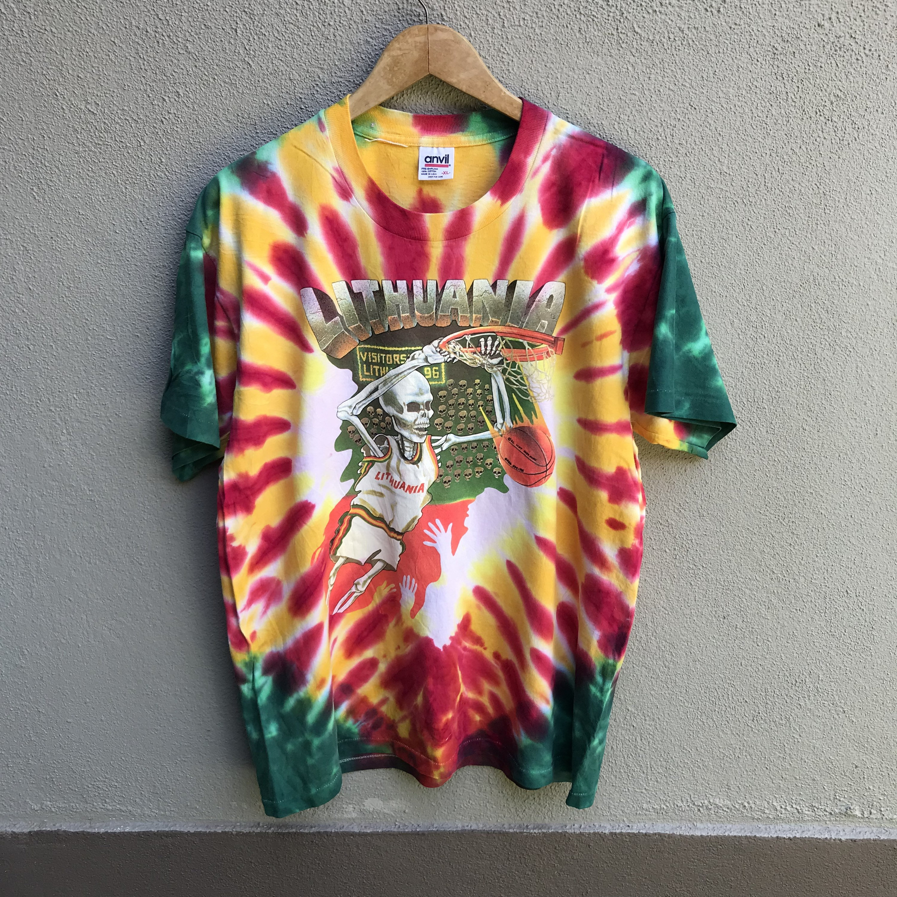 トップス 90s Liquid Blue Lithuania Basketball Tee Liquid Blue - Grateful Dead Lithuania Basketball Tie Dye T