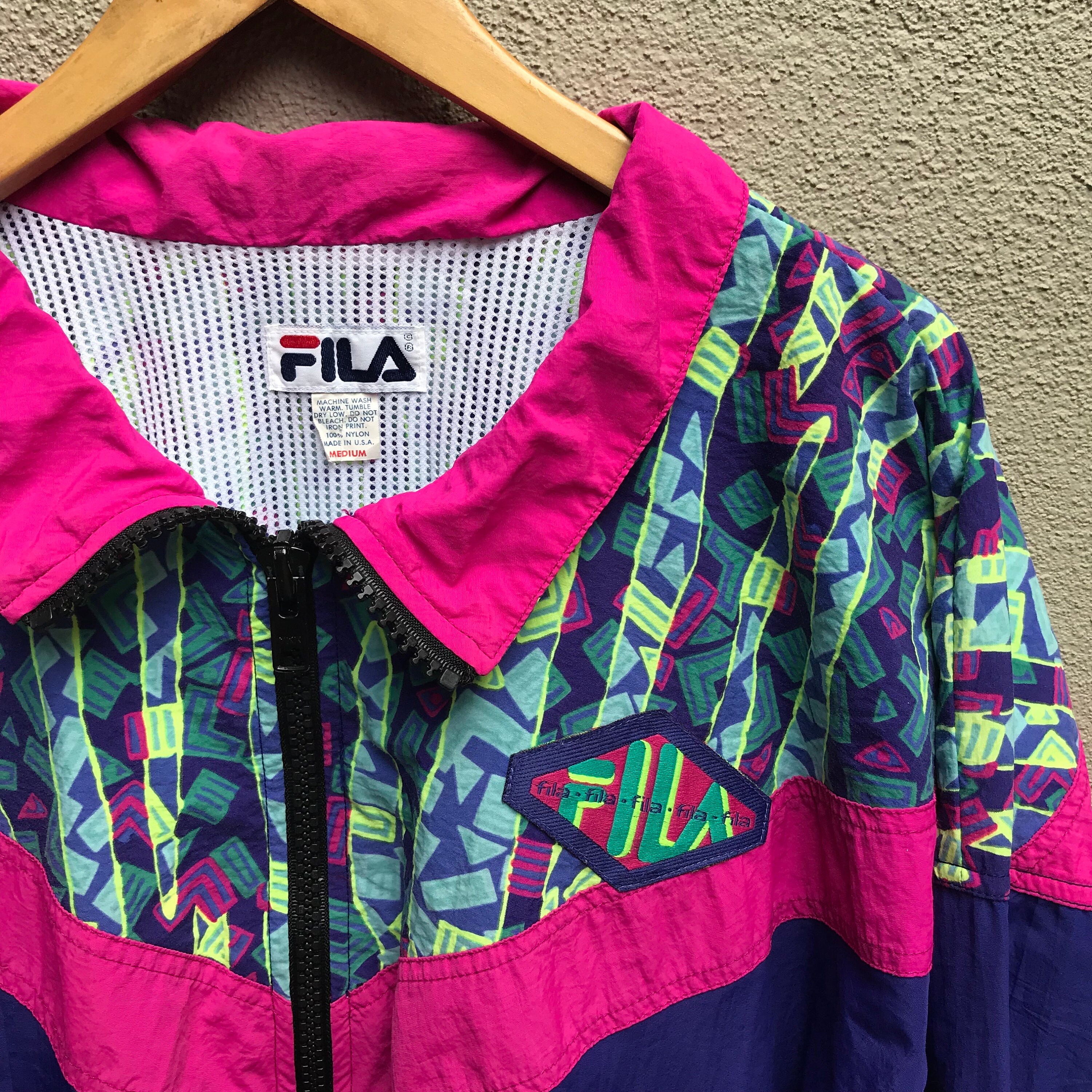 Vintage FILA Zipper Jacket Windbreaker Multicolor - Etsy