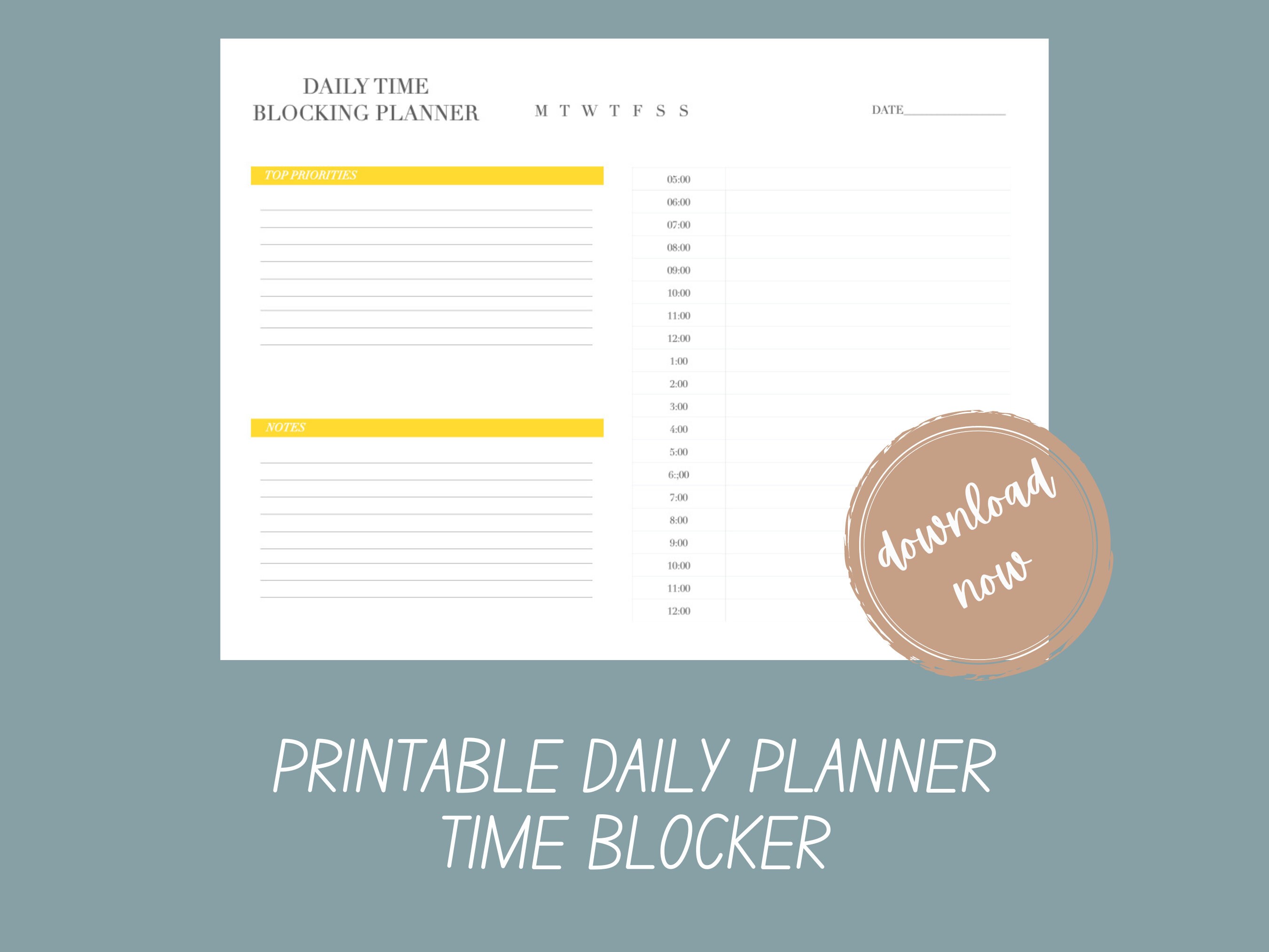 Printable Daily Planner, Time Blocking Schedule, Organize Your Day ...