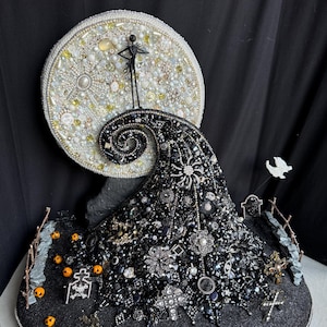 Jack Skellington Jeweled Hill Scene One of a Kind! Large 17x18