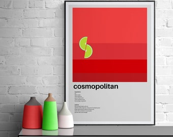 DIGITAL DOWNLOAD | Cosmopolitan | Cocktail Sign | Classic Cocktail Print | Cocktail Poster | Kitchen Diner Decor | Trendy Wall Decor