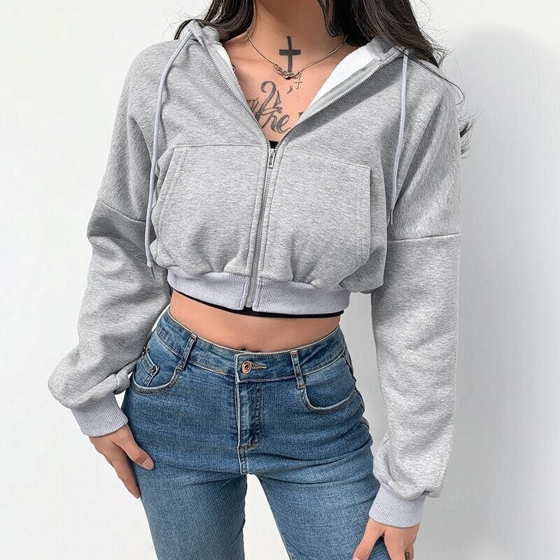 crop top zip up sweatshirt
