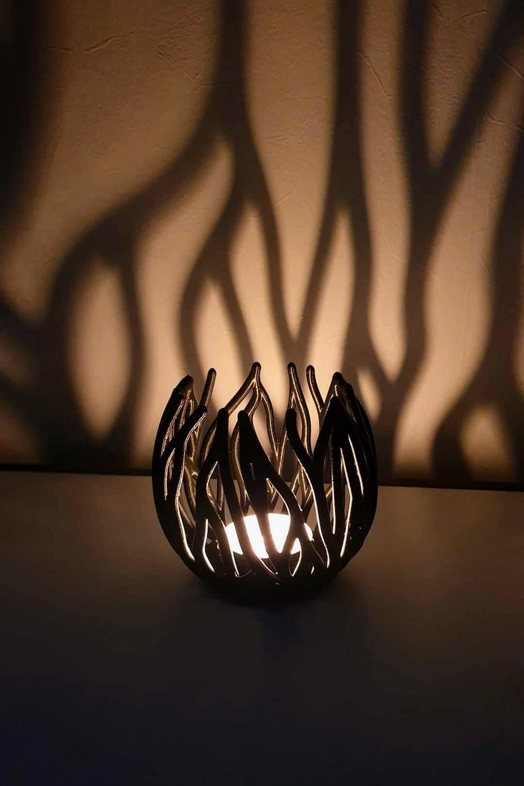 Handmade Tea Light Holder Black Rustic Decoration, Candle Holder for a Cozy Atmosphere, Ideal