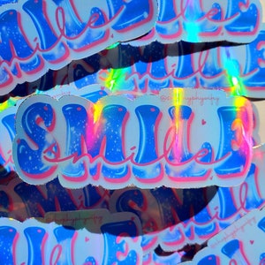 Smile Holographische Aufkleber-Vinyl Aufkleber-Laptop Aufkleber-Wasserflasche Aufkleber-Wasserdicht Aufkleber