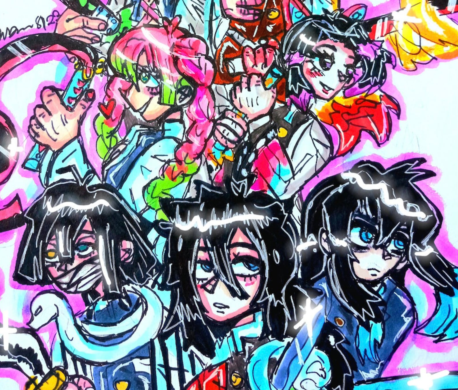 KNY Nine Pillars Holographic Print Mystery Stickers Demon Etsy