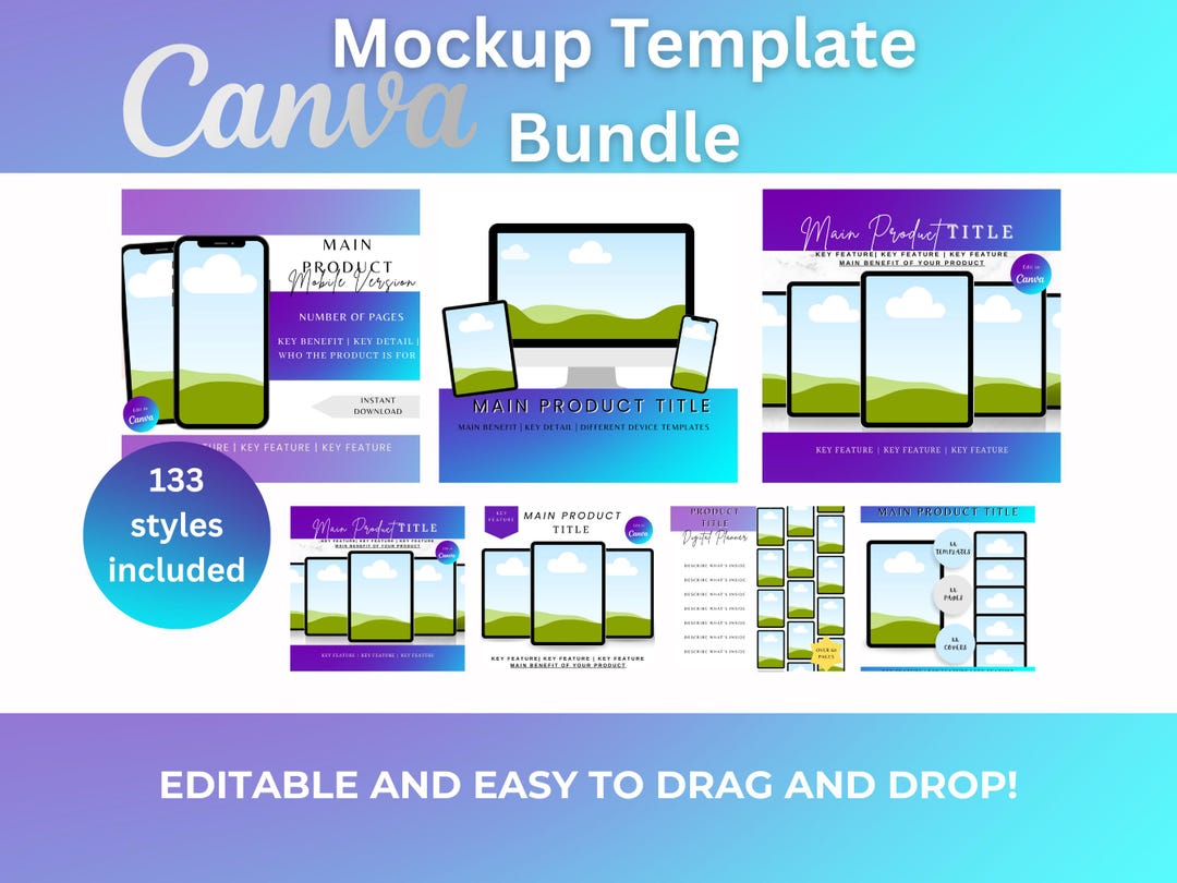 Etsy Listing Mockup Templates: Canva Editable Bundle (digital Download ...