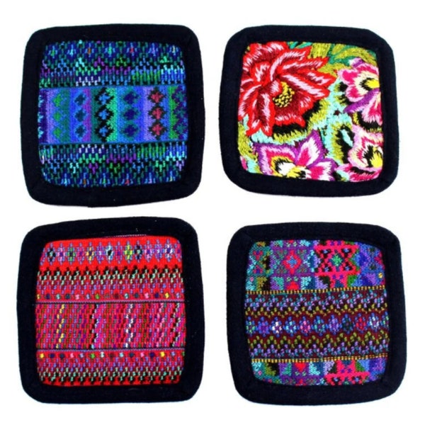 Handmade Coasters with Guatemalan Textiles. Set of 4. Coasters for glasses