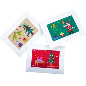 Tarjetas de notas navideñas tejidas a mano, en blanco por dentro, papelería navideña, tarjetas de agradecimiento
