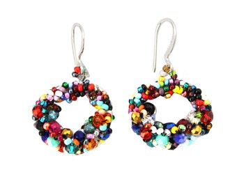 Handmade Colorful Alegria Earrings, Handmade Jewelry, Guatemalan Earrings, Multicolor Beaded Earrings, Guatemalan Jewelry, Multicolor Beads