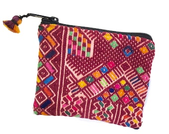 Small Zippered Bag Handmade with Guatemalan Textiles, coin purse, pouch