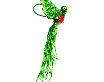 Handmade Quetzal Bird Beaded Accessory