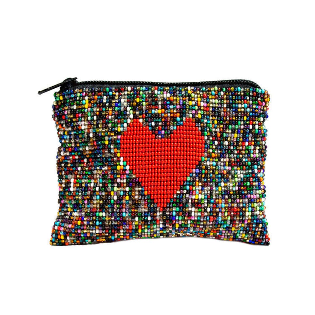 Heart Beaded Coin Purse Handmade in Guatemala. Heart Coin Etsy