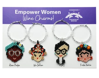 Empower Women Wine Charms, wine glass charms, Wine Lovers, Party Essentials, Drink markers, wine accessories, famous women
