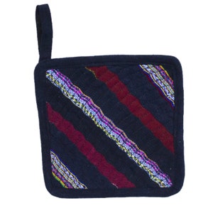 Quilted Guatemalan Textile Pot Holder - Stripes Pattern
