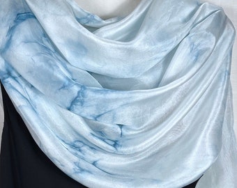35" x 84" Silk scarf / silk wrap / aqua scarf  / blue-green scarf / turquoise scarf / "Shimmering water"