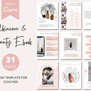 Skincare and Beauty Coach Ebook, Canva Ebook Skincare Template, Done For You Course Skincare Beauty, Beauty Brandable Ecourse, Lead Magnet