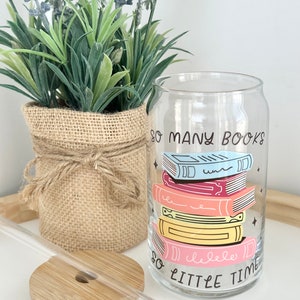 Book Lover Glass Cup: Bookish Drinkware, Iced Coffee, 16oz Can Glass