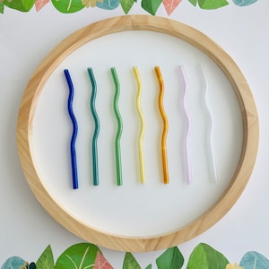 Colored Glass Straws| Reusable Glass Straws| Wavy Colorful Straws| Glass Straws for Beer Can Glass| Iced Coffee Glass Straws