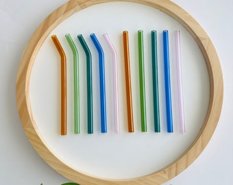 Reusable Colored Glass Straws: Straight & Bent