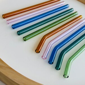 Reusable Colored Glass Straws: Straight & Bent 画像 9