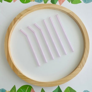 Reusable Colored Glass Straws: Straight & Bent Pink