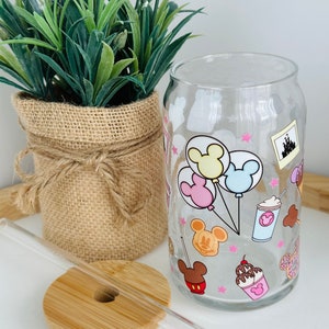 Main Street Snacks Glass Cup| Magical Snacks Iced Coffee Glass| Aesthetic Trendy Coffee Cup| Theme Park Beer Can Cup| 16oz Soda Glass Can
