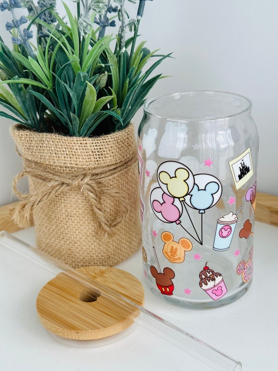 Main Street Snacks Glass Cup| Magical Snacks Iced Coffee Glass| Aesthetic Trendy Coffee Cup| Theme Park Beer Can Cup| 16oz Soda Glass Can