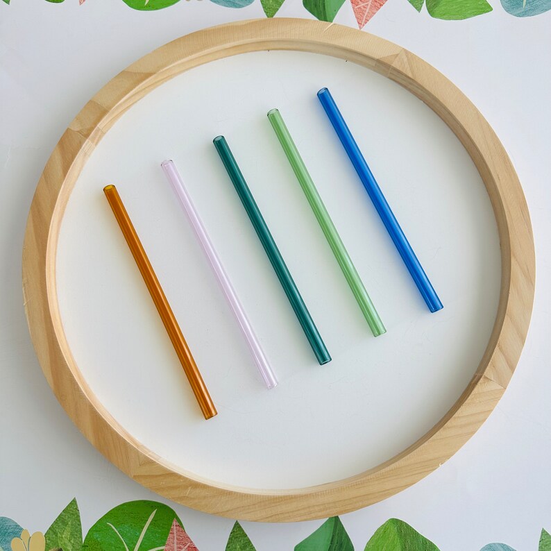 Reusable Colored Glass Straws: Straight & Bent 画像 3