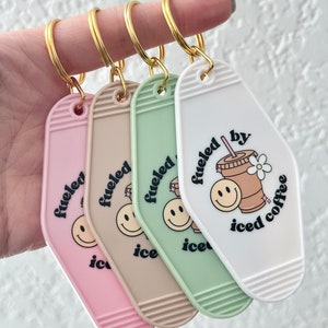 Retro Motel Keychain Fueled by Iced Coffee Keychains Gift for Coffee Drinkers Coffee Lover Gift Funny Keychains Gift Stocking Stuffers image 8