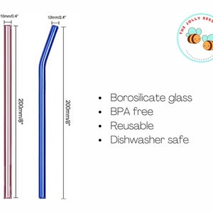 Reusable Colored Glass Straws: Straight & Bent 画像 10