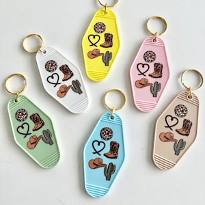 Disco Cowboy Keychain| Retro Motel Keychain| Western Cowgirl Keychain| Western Vibes| Desert Vibe Gifts| Vintage Style Keychain