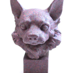 Chihuahua with Mane Statue Animal Bust Sculpture Dog Head Decor Art