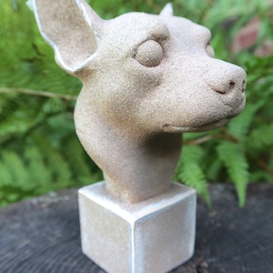Chihuahua Stone Finish Statue Animal Bust Sculpture Dog Head Decor Art