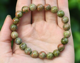 EvaDane Natural Unakite Gemstone Tibetan Bead Alphabet Letter Y Charm Stretch Bracelet EvaDane Natural Unakite Gemstone Tibetan Bead Alphabet Letter Y Charm Stretch Bracelet