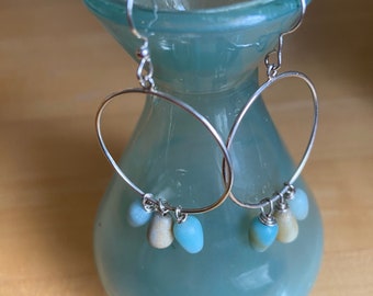 Silver Wire Hoop w Beads