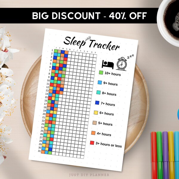 Sleep Tracker Yearly, A5 Journal Page, PRINTABLE Yearly Sleep Tracker, Daily Sleep Log - Daily Sleep Analysis, Sleep Cycle, Sleep Quality